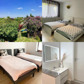 Near Messe and Airport, 2-bedroom duplex Apartment with Kitchen and Garden